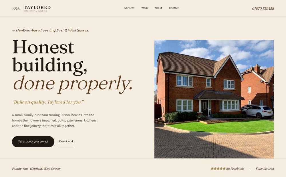 Screenshot of tayloredconstruction.co.uk